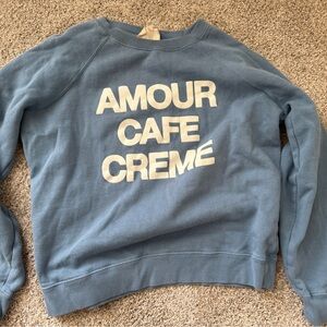 Sezane Sweatshirt Amour Cafe Crème Blue Small